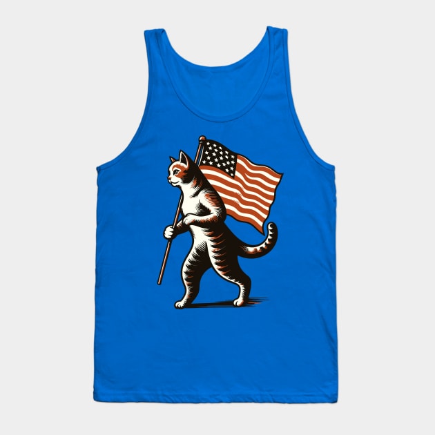 Cat carrying an American flag Tank Top by Art_Boys